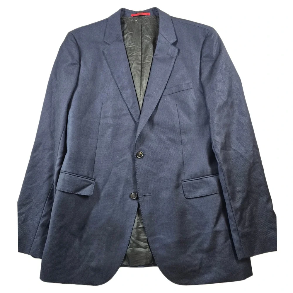 Hugo Boss Blazer Mens 46L 46 Navy Blue 100% Virgin Wool Jeffery Sport Coat